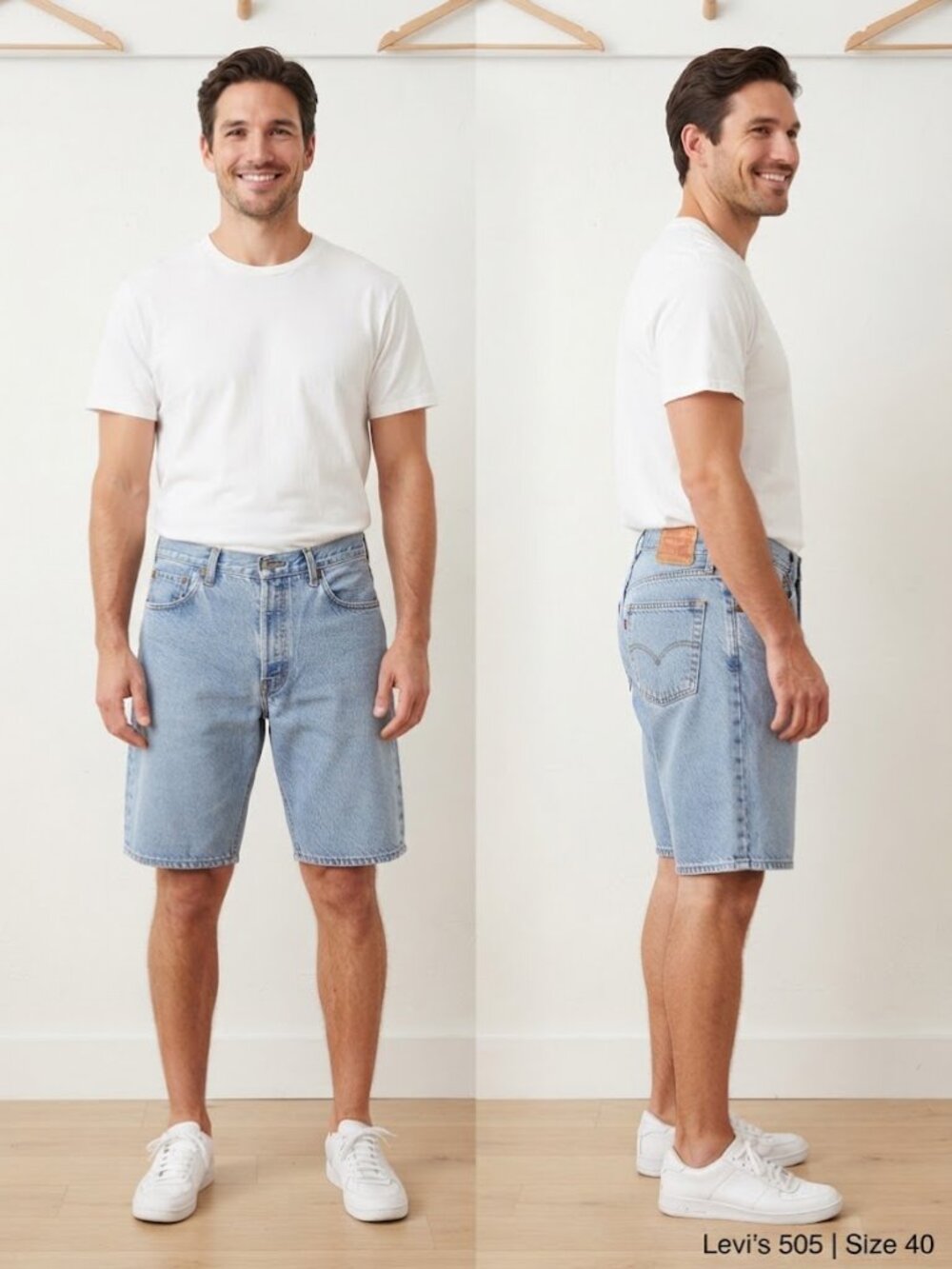 Levi's 505 Regular Fit Denim Jean Light Wash Vintage Style Shorts Men's Size 40